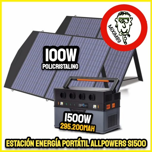 Kit Estación Energía Portátil Allpowers S1500 + Panel Solar 100W Policristalino
