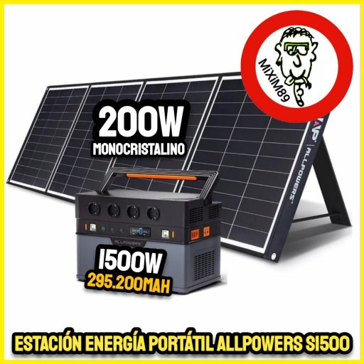 Kit Estación Energía Portátil Allpowers S1500 + Panel Solar 200W Monocristalino