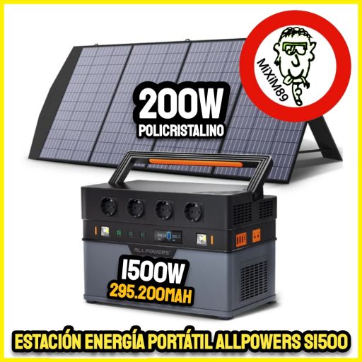Kit Estación Energía Portátil Allpowers S1500 + Panel Solar 200W Policristalino